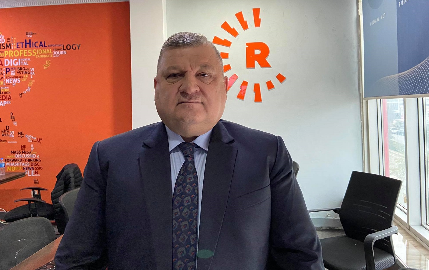 Mosul Mayor Zuhair al-Araji poses for a photograph at Rudaw's office in Erbil on January 29, 2021. Photo: Dilan Sirwan/Rudaw